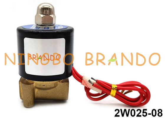 vanne électromagnétique 2W025-08 fermée normale en laiton à action directe pour le gaz d'air de pétrole de l'eau