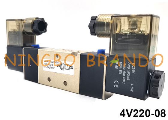 4V220-08 5/2 Voies Airtac Type Pneumatique Double Électrovanne 24V 110V 220V