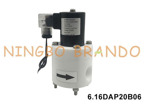 3/4" PTFE soupape solénoïde anti-corrosion résistante aux acides alcalins et aux produits chimiques 24V 110V 220V