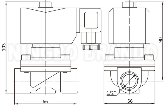 2W160-15 1/2'' 2 Way NC soupape solénoïde en laiton avec bobine IP65 24V 220V