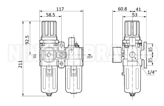 AC3010 régulateur de filtre à air de 1/4&quot; à 3/8&quot;