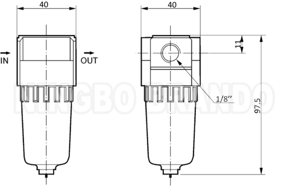 Le filtre à air pneumatique de type 1/8&quot; AF2000-01 1/4&quot; AF2000-02