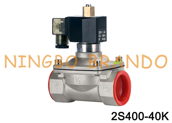 Électrovanne en acier inoxydable 1-1/2'' N/O 24V 110V 220V