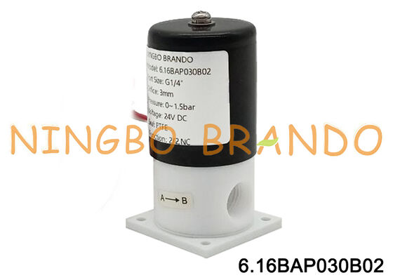 1/4" électrovanne de PTFE pour l'isolement de résistance à la corrosion d'alcali acide