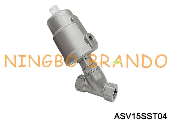 Vanne à siège angulaire pneumatique 1/2 '', 2 voies, 2 positions, filetage DN15 PN16
