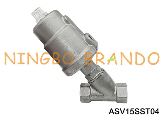 Vanne à siège angulaire pneumatique 1/2 '', 2 voies, 2 positions, filetage DN15 PN16