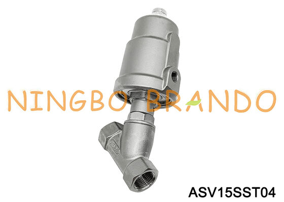 Vanne à siège angulaire pneumatique 1/2 '', 2 voies, 2 positions, filetage DN15 PN16