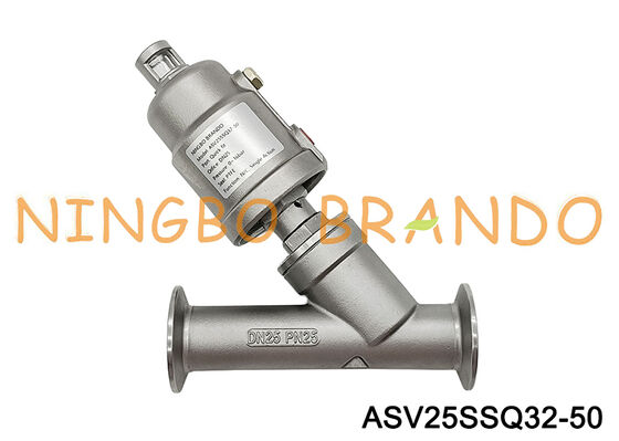 Valve de siège pneumatique à angle de vapeur, 1/2 pouces, triple pince, en acier inoxydable DN15 PN16