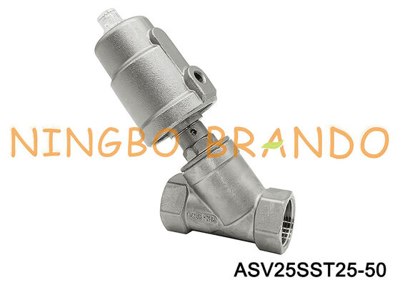 G 1 pouce NC vanne à siège angulaire pneumatique en acier inoxydable fileté DN25