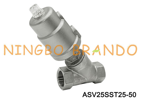 G 1 pouce NC vanne à siège angulaire pneumatique en acier inoxydable fileté DN25