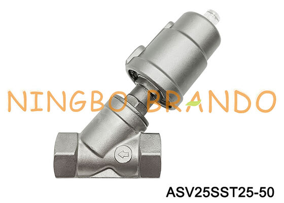 G 1 pouce NC vanne à siège angulaire pneumatique en acier inoxydable fileté DN25