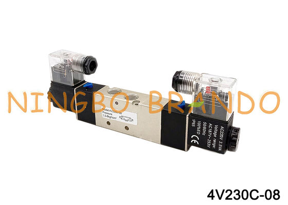 Électrovanne pneumatique 4V230C-08 12V/24V/110V/220V, 5 voies, 3 positions
