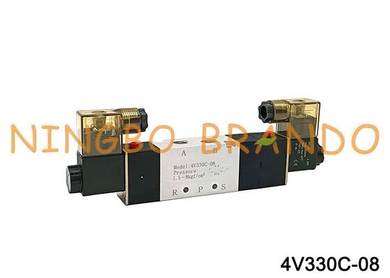 Électrovanne de Type AIRTAC, vanne d'air 4V330C-08 DC 12V 24V AC 110V 220V