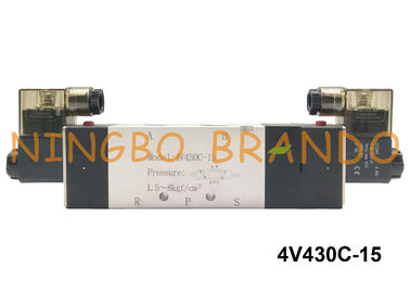 Type manière AC110V AC220V de 4V430C-15 Airtac de la pinte 1/2 » de la vanne électromagnétique d'inverse de centre de fin 5/3