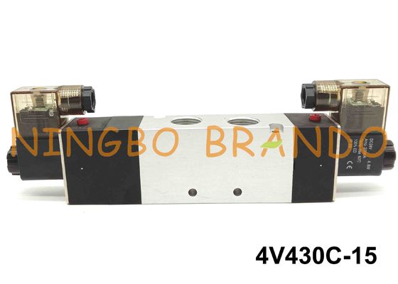 5/3 vanne électromagnétique pneumatique de manière Airtac dactylographient 4V430C-15 1/2 » 24V 220V