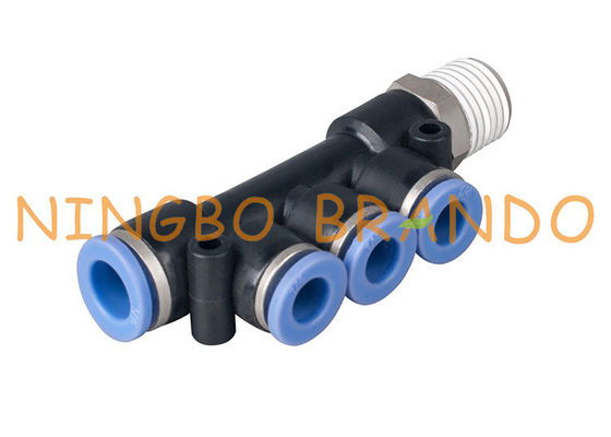 la poussée triple de branche de 1/4&quot; de 8mm à rapide relient les embouts de durites pneumatiques