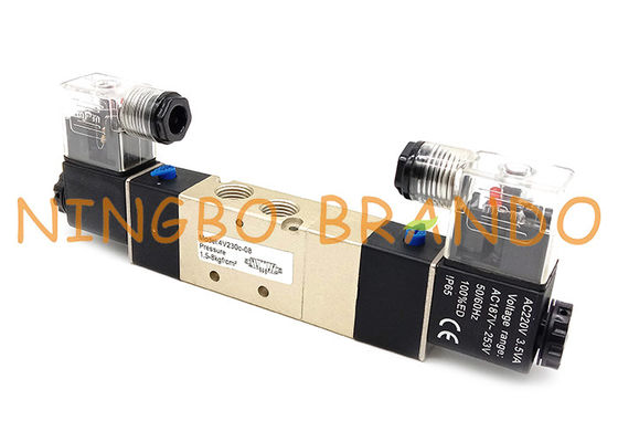 4V230C-08 1/4&quot; vanne électromagnétique pneumatique montée en parallèle de double manière du solénoïde 5/3