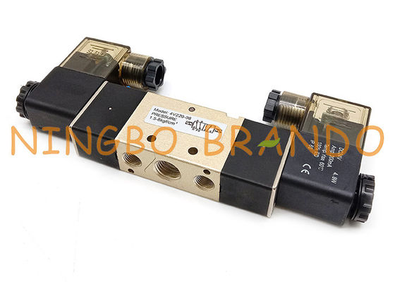 4V220-08 1/4&quot; valve pneumatique de double solénoïde de manière de la boîte 5/2 de Termianl