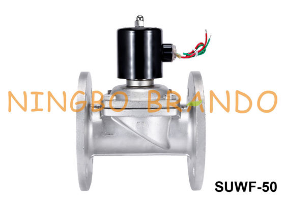 Vanne électromagnétique à flasque de l'acier inoxydable SUWF-50 2&quot; DN50 24VDC 220VAC