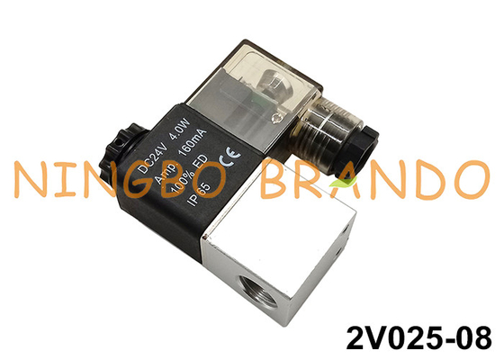 manière 2V025-08 2/2 1/4&quot; valve pneumatique 110VAC 220VAC 12VDC 24VDC d'OR