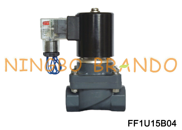 Électrovanne normalement fermée DN15 1/2 ''UPVC Anti-Corrosion 220V 110V 24V