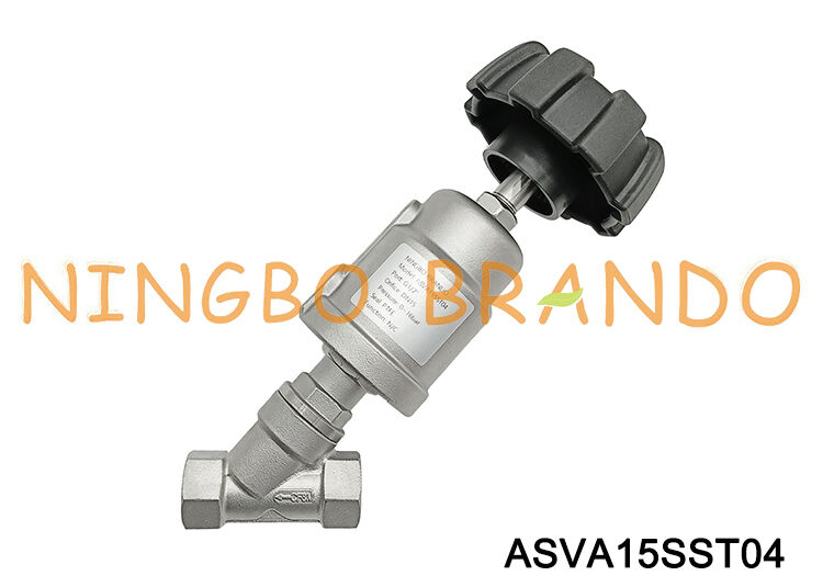 Vanne à siège incliné 1/2'' DN 15 vapeur pneumatique en acier inoxydable avec poignée réglable d'ouverture