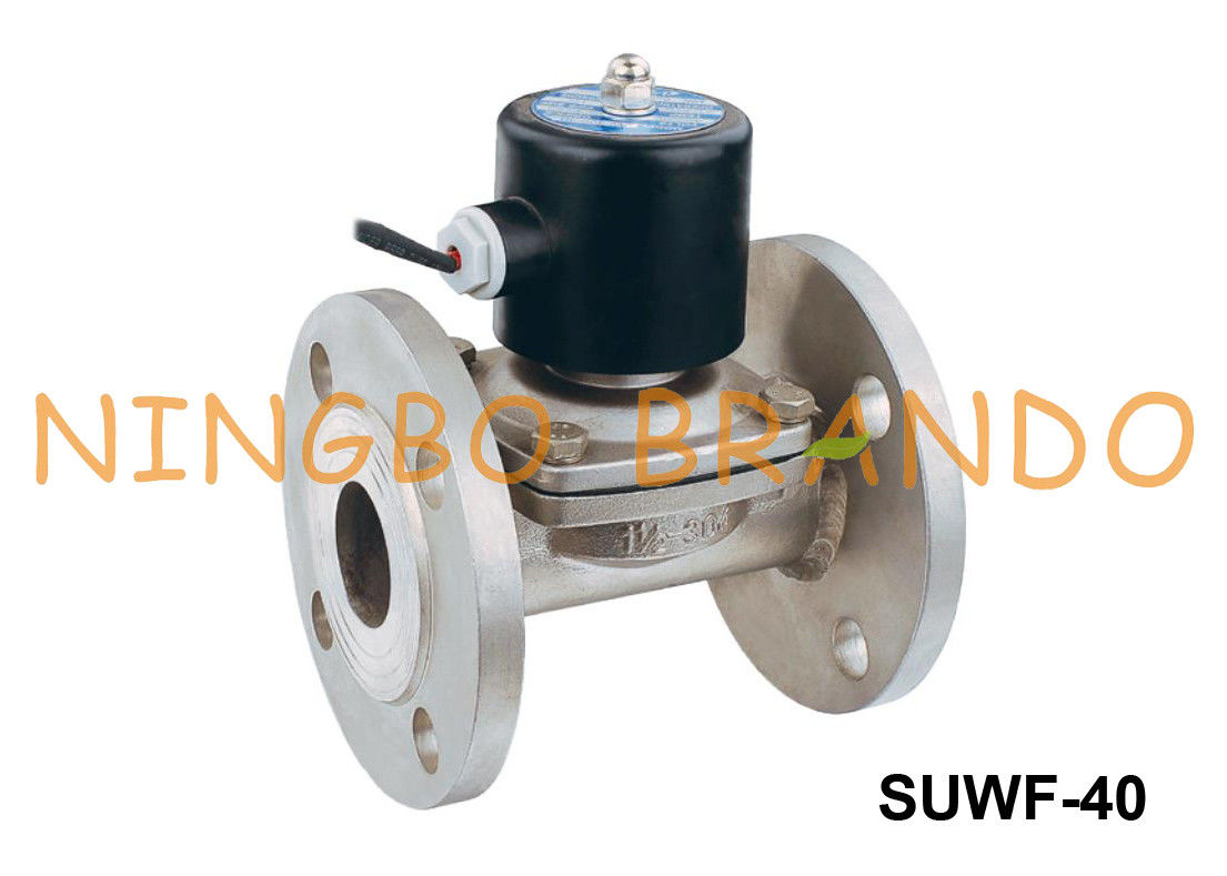 Type vanne électromagnétique d'acier inoxydable 24VDC 220VAC de bride de SUWF-40 1 1/2 »