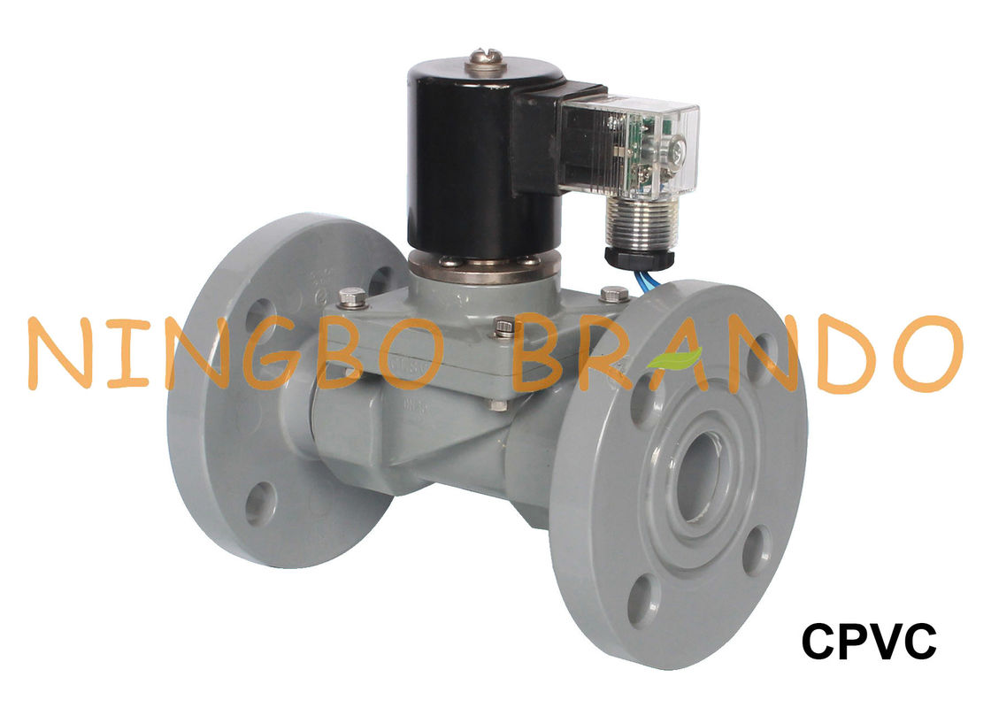 Vanne électromagnétique anticorrosive de l'alcali acide CPVC 1 1/4&quot; 1 1/2 » 2&quot; à flasque