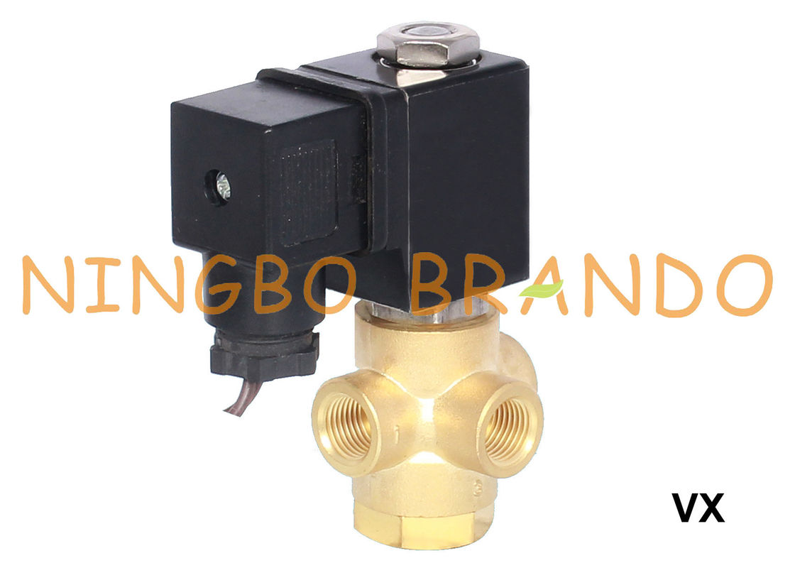 Vanne électromagnétique en laiton de 3 manières 1/8&quot; 1/4&quot; normalement fermés 12V 24V 110V 220V