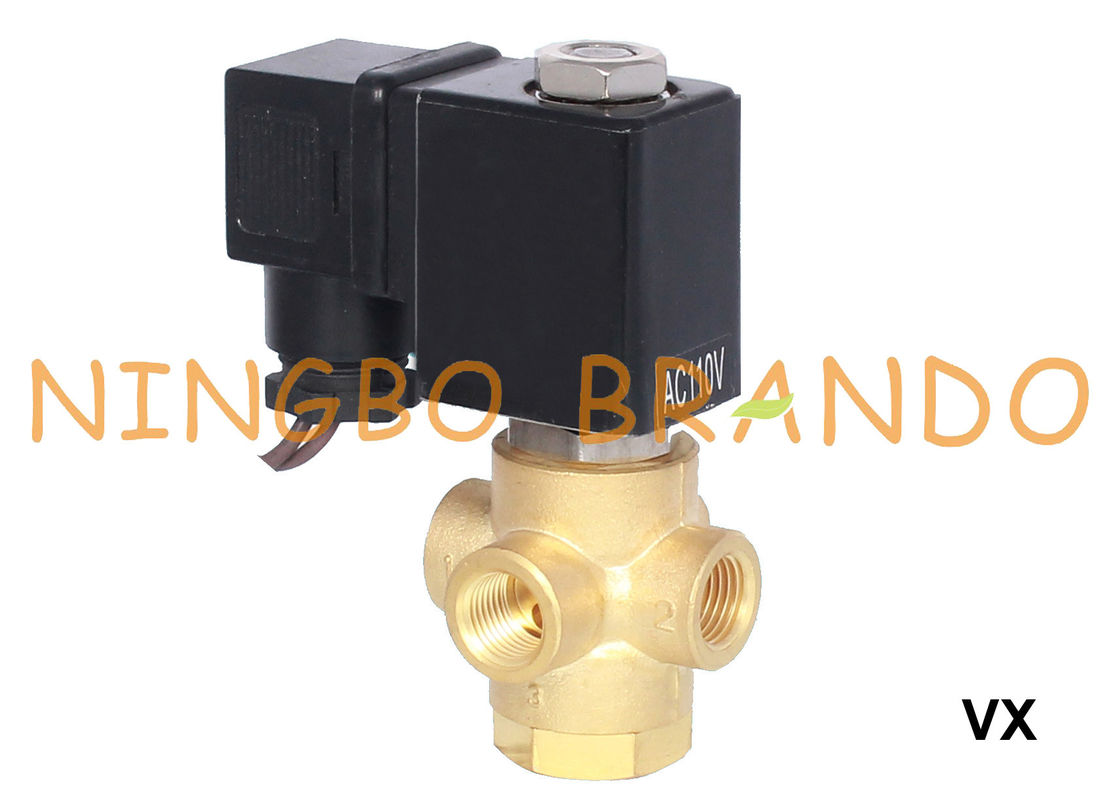 vanne électromagnétique en laiton de 1/8&quot; 1/4&quot; 3 manières 12V normalement ouvert 24V 110V 220V