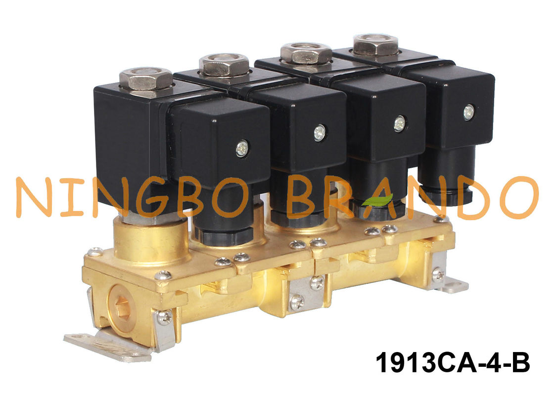 Empilant le Multi-port en laiton 1/8&quot; 1/4&quot; de vanne électromagnétique de 4 groupes 24V 220V
