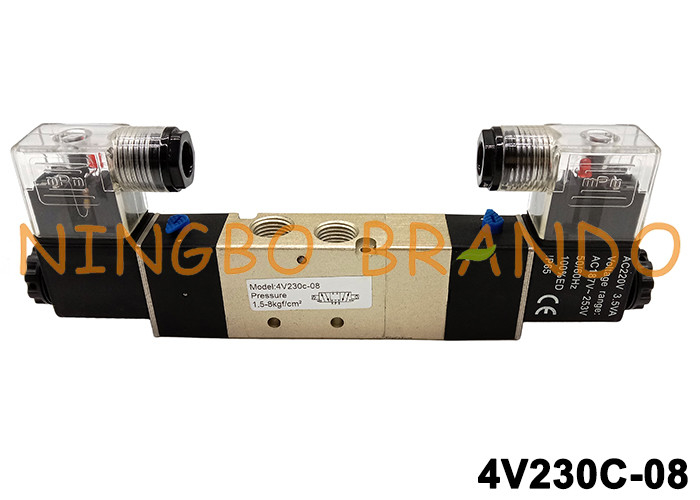 Type manière d'AirTAC de dc 5/3 à C.A. 24V de la vanne électromagnétique de PT1/4 4V230C-08 220V