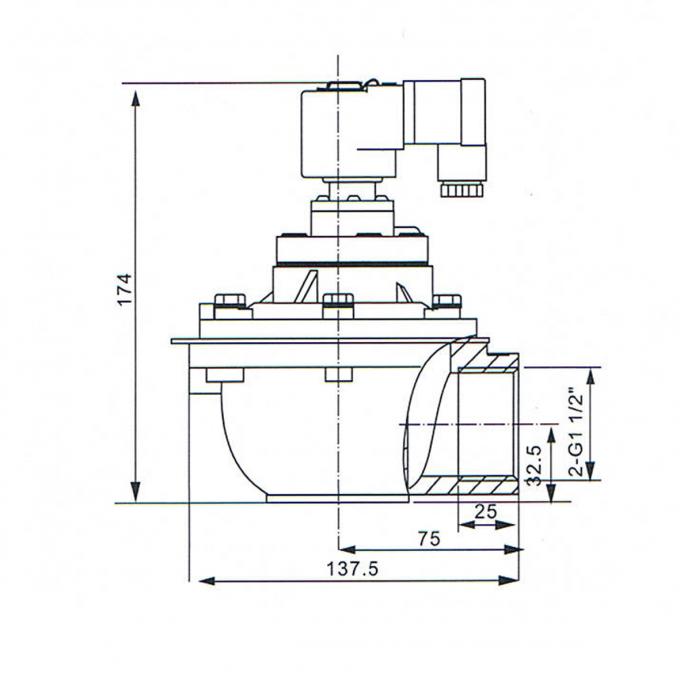 Demension de valve d'impulsion de solénoïde de collecteur de poussière de CA45T :