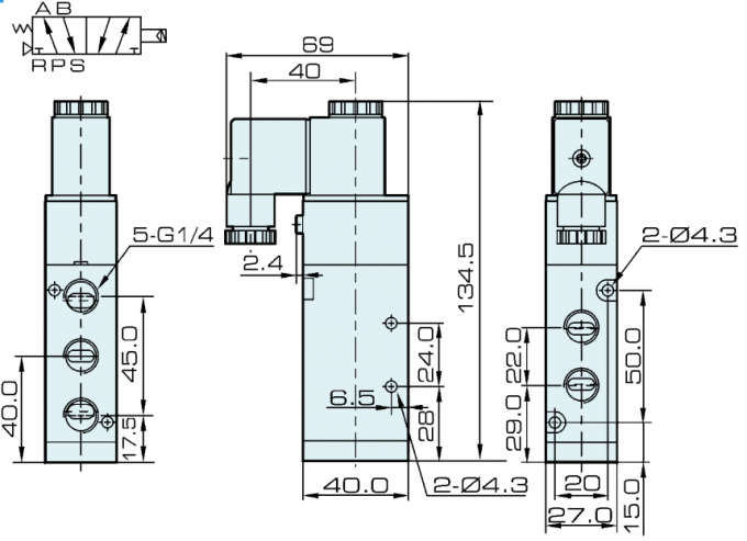 G1/4 » type vanne électromagnétique d'AirTAC de manière de 4V310-08 5/2
