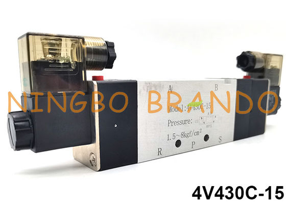 Type vanne électromagnétique pneumatique 24VDC 220VAC d'Airtac de la manière 4V430C-15 5/3
