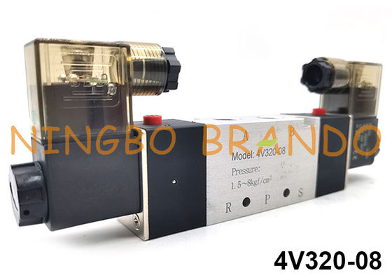 type manière pneumatique 24V 220V de 4V320-08 Airtac de la vanne électromagnétique d'alliage d'aluminium 5/2