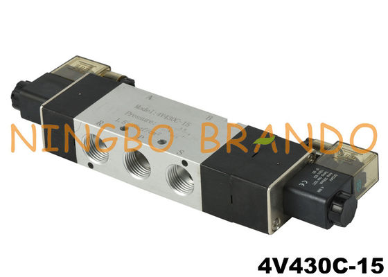 Électrovanne pneumatique 5/3 voies 1/2 ''4V430C-15 24Volt 220Volt
