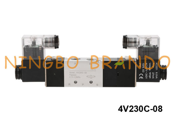 Type C.C pneumatique de 4V230C-08-DC24V Airtac de la manière 24V de la vanne électromagnétique 5/3