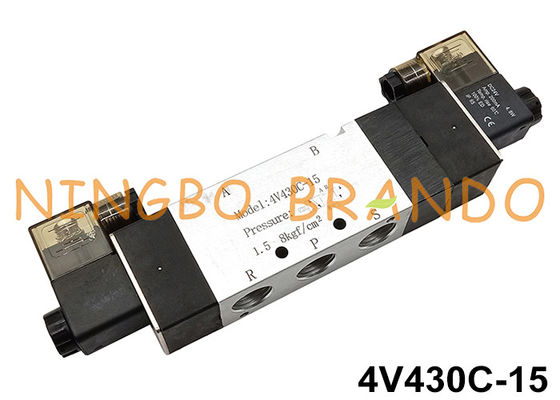 Vanne électromagnétique pneumatique de 4V430C-15 5Ports 3Position DC24V AC220V